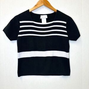 Designers Originals 100% Cotton Black with White Strips Knit Top size SP